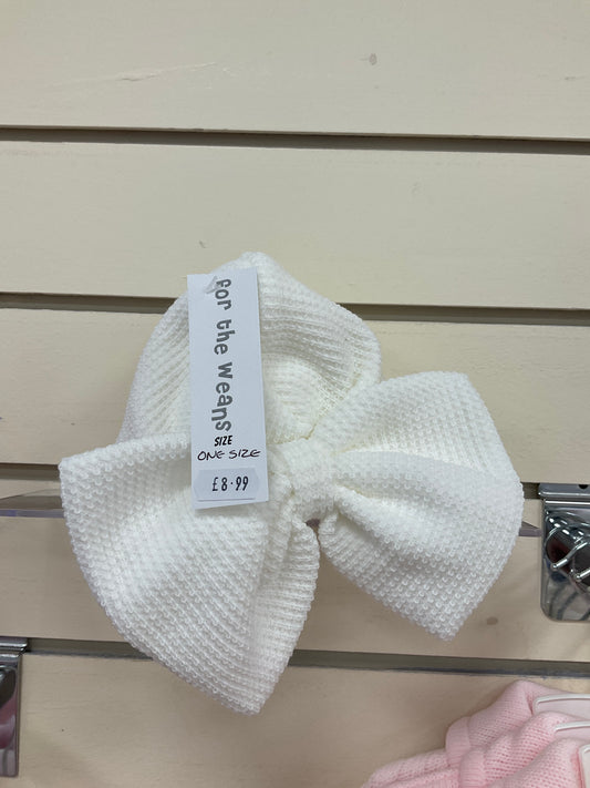 White turban hat with bow